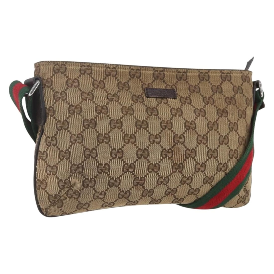 Gucci Shoulder Bag GG Canvas Beige Red Green 189749 Italy: Gucci Shoulder Bag GG Canvas Beige Red Green 189749 Italy This GUCCI GG Canvas Web Sherry Line shoulder bag features the signature GG canvas in beige with red and green accents. Designed with a spacio