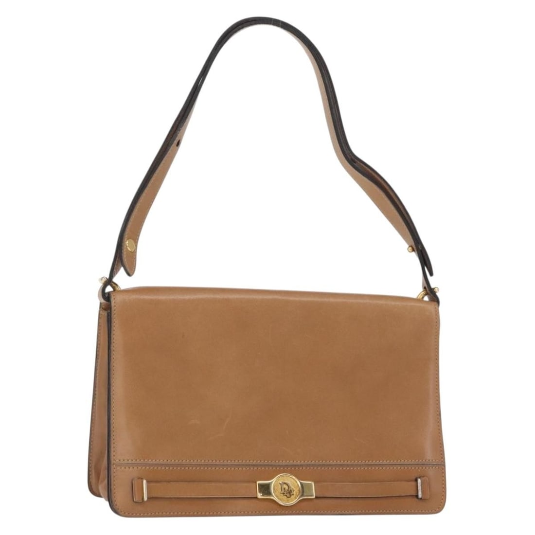 Brown and Gold Leather Christian Dior Shoulder Bag from France: Brown and Gold Leather Christian Dior Shoulder Bag from France This Christian Dior shoulder bag features brown and gold leather with a sleek, compact silhouette. Designed and made in France, it offers