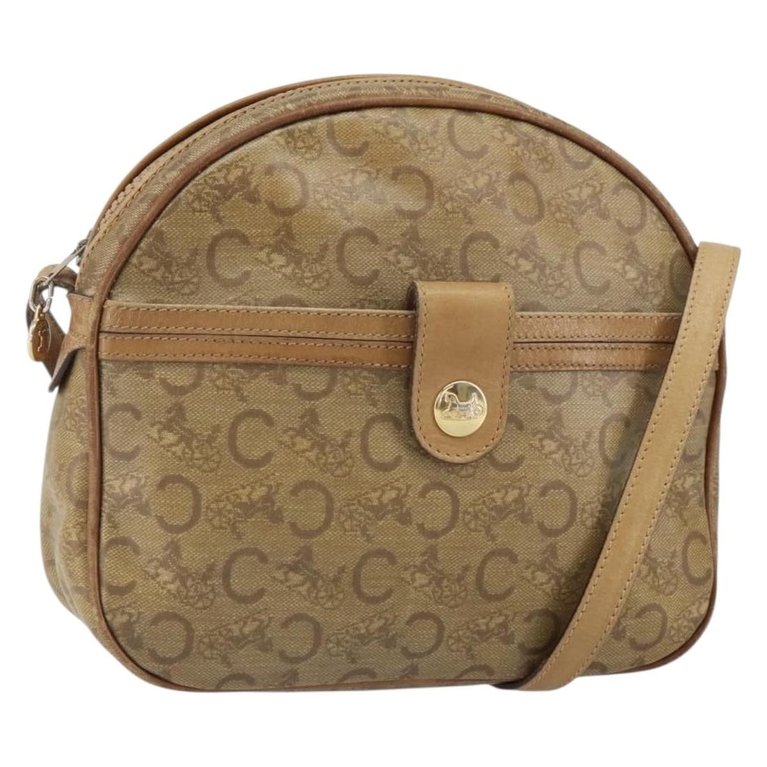 Celine Sulky Beige PVC Shoulder Bag Gold Hardware Made in Italy: Celine Sulky Beige PVC Shoulder Bag Gold Hardware Made in Italy This CELINE C Sulky shoulder bag features a beige and gold design crafted from PVC leather. The bag is made in Italy and includes an adj