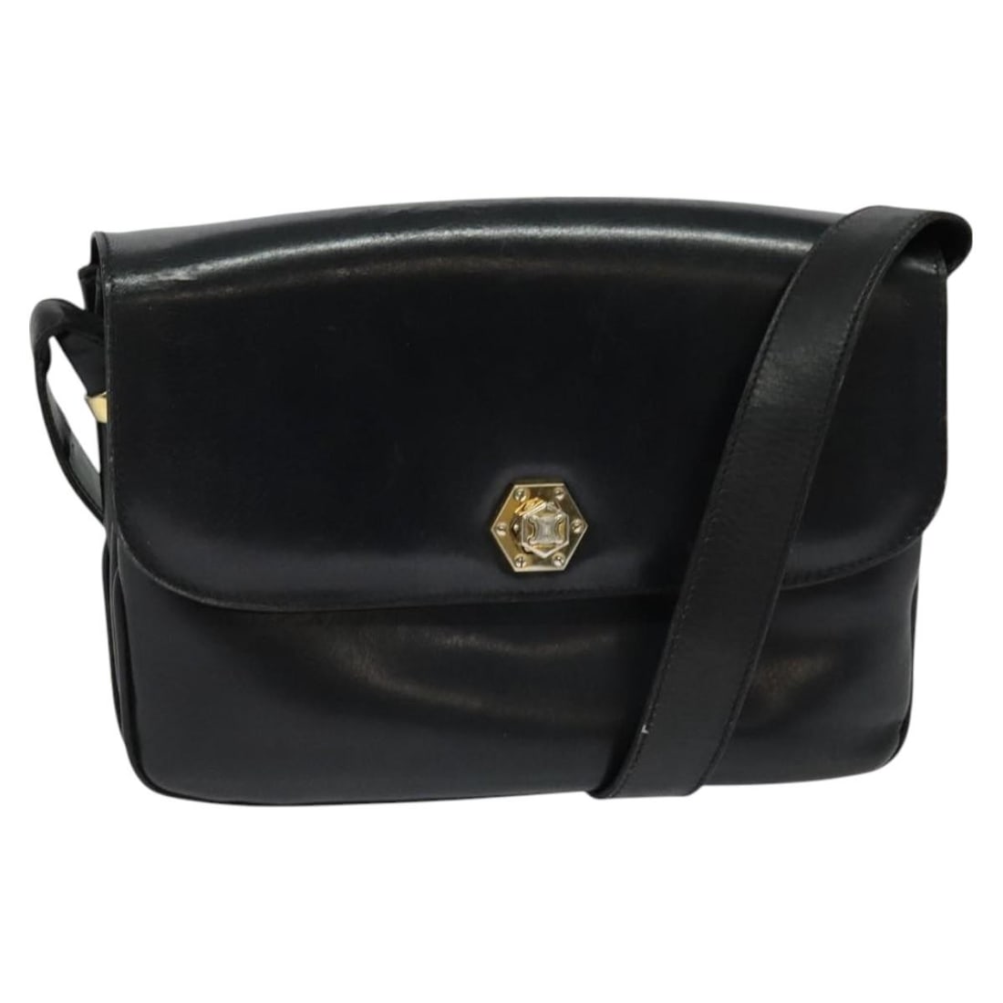 CELINE Leather Shoulder Bag Black Gold Made in Italy: CELINE Leather Shoulder Bag Black Gold Made in Italy This elegant shoulder bag from CELINE is crafted from high-quality leather in a striking black and gold color combination. Designed for both style