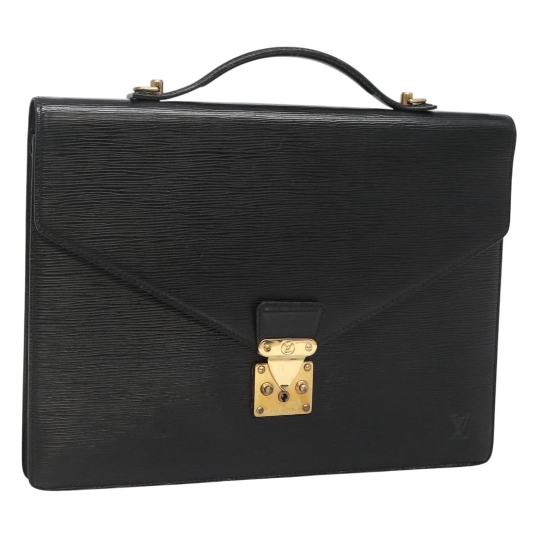 LOUIS VUITTON Epi Leather Black Briefcase M54462 Authentic: LOUIS VUITTON Epi Leather Black Briefcase M54462 Authentic This Louis Vuitton Epi Porte Documents Bandouliere, model M54462, is a stylish briefcase crafted from premium black Epi leather, showcasing t