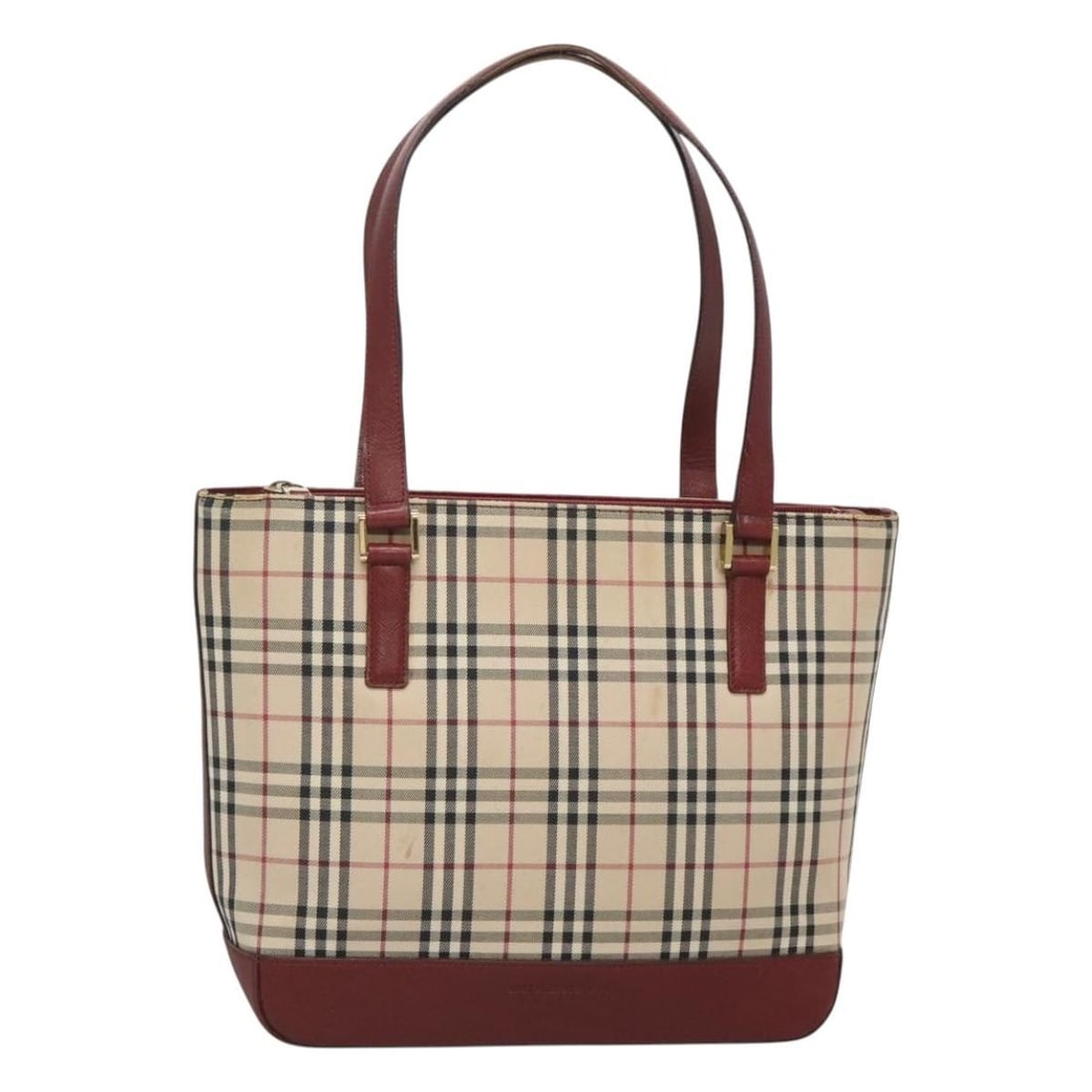 BURBERRY Nova Check Hand Bag Beige Gold Canvas Auth BD1965 (1 of 18)