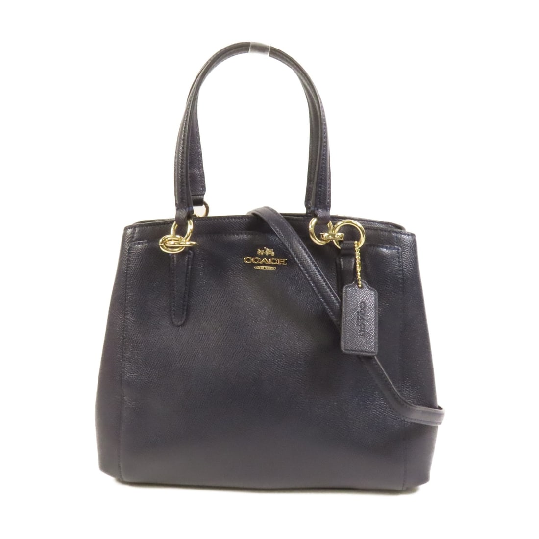 Coach Navy Calfskin 2 Way Shoulder Handbag with Gold Tone Hardware: Coach Navy Calfskin 2 Way Shoulder Handbag with Gold Tone Hardware This COACH handbag features a versatile 2-way design that allows it to be used as both a shoulder bag and a handbag. Crafted from cal