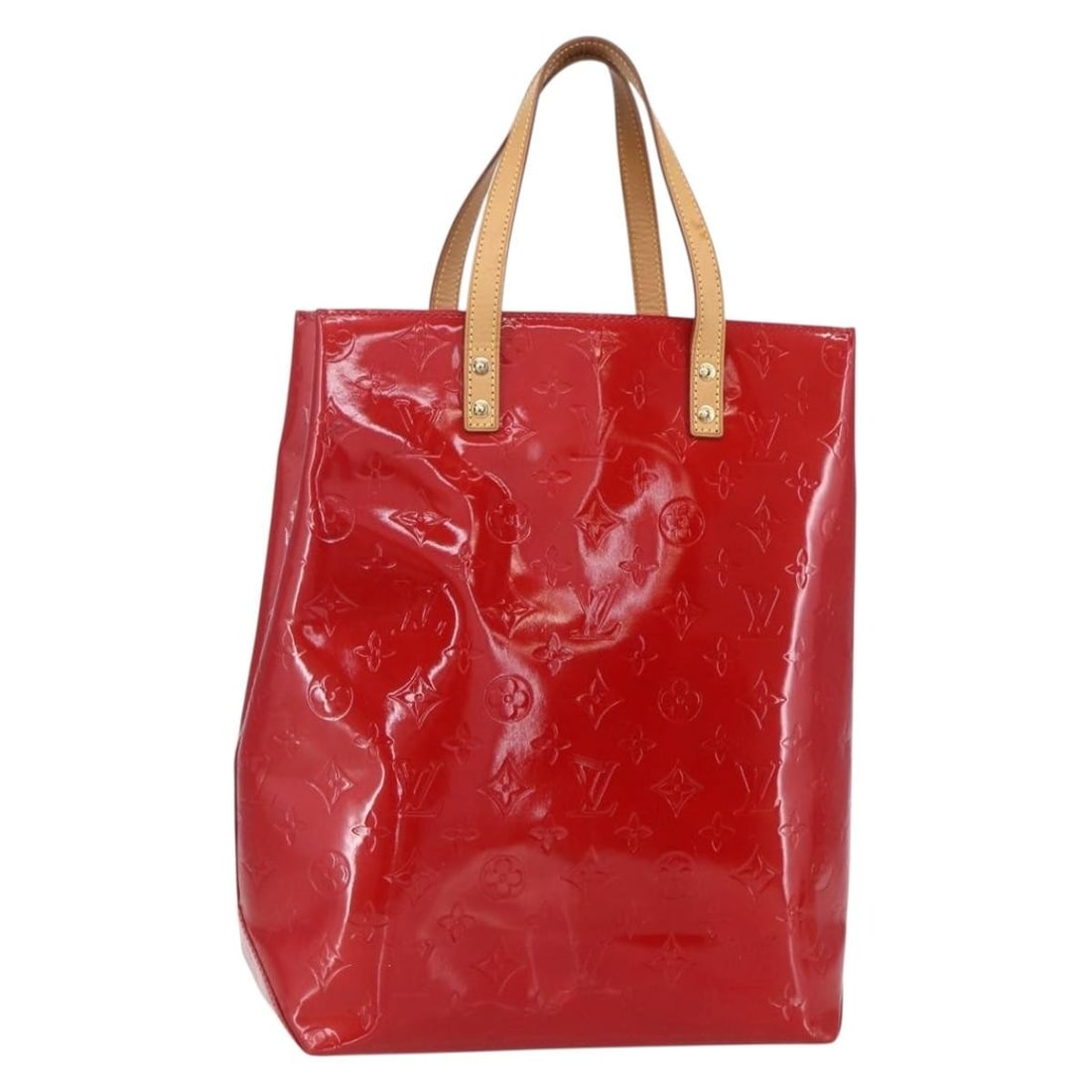 LOUIS VUITTON Monogram Vernis Reade MM Hand Bag Red M91086 Auth: LOUIS VUITTON Monogram Vernis Reade MM Hand Bag Red M91086 Auth This authentic LOUIS VUITTON Monogram Vernis Reade MM Hand Bag is a stylish accessory crafted from luxurious patent leather in a vibrant