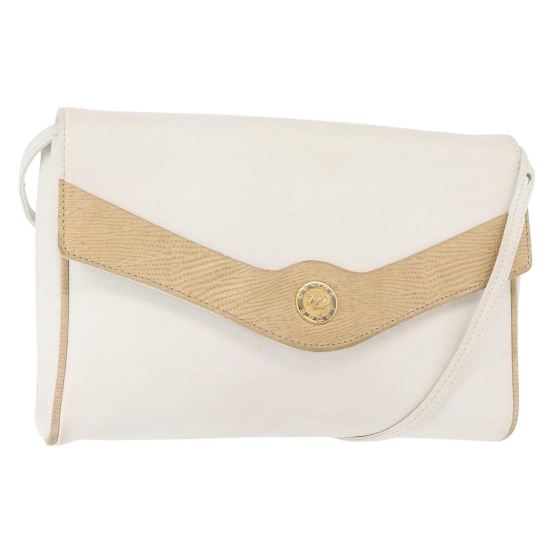 CELINE White Gold Leather Shoulder Bag BA7313 Italy (1 of 18)