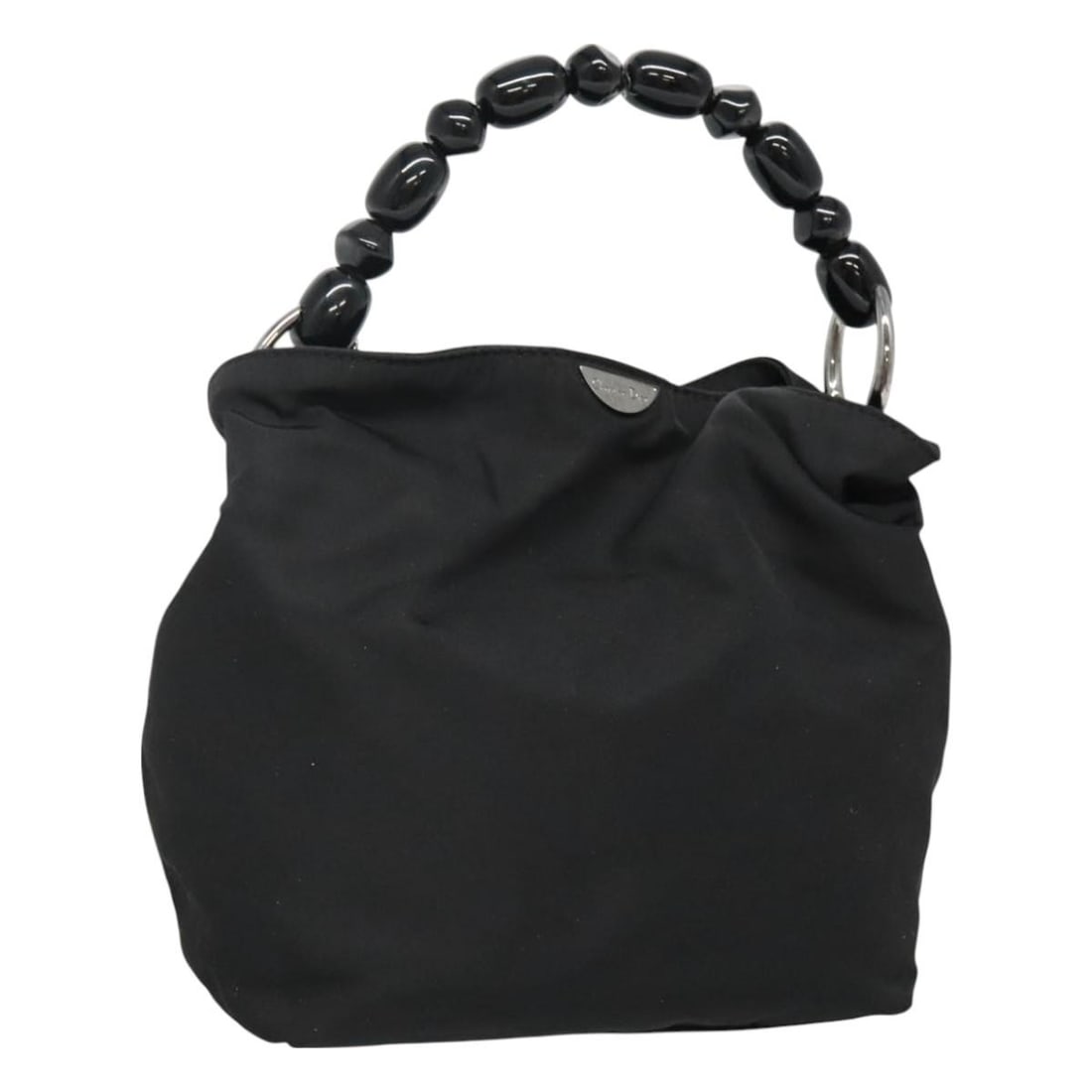 Christian Dior Maris Pearl Black Silver Nylon Hand Bag Auth BA3451: Christian Dior Maris Pearl Black Silver Nylon Hand Bag Auth BA3451 This Christian Dior Maris Pearl Hand Bag showcases a stylish blend of black and silver nylon, perfect for adding a touch of elegance