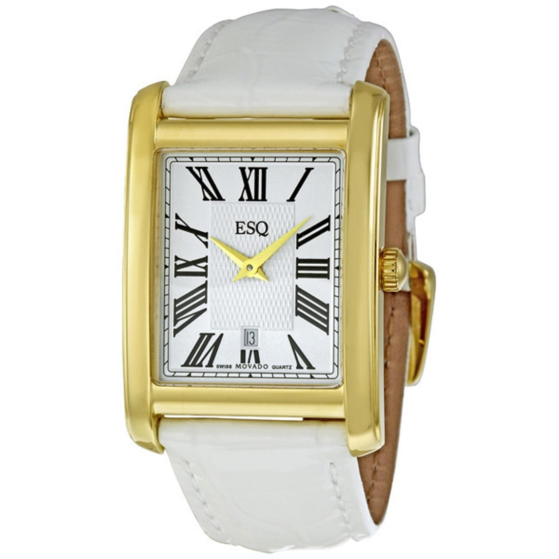 ESQ Fillmore Women's Dress Watch Gold White Leather Quartz 07101382: ESQ Fillmore Women's Dress Watch Gold White Leather Quartz 07101382 Introducing the ESQ by Movado Fillmore Women's Watch, a refined accessory perfect for dress and formal occasions. This elegant wrist