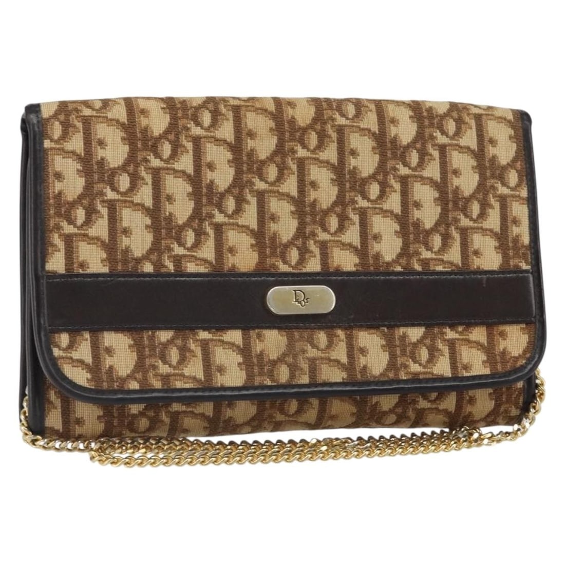 Beige Gold Dior Trotter Canvas Chain Shoulder Bag France: Beige Gold Dior Trotter Canvas Chain Shoulder Bag France This Christian Dior Trotter Canvas chain shoulder bag features a beige and gold color scheme with the iconic Trotter pattern. Crafted in France