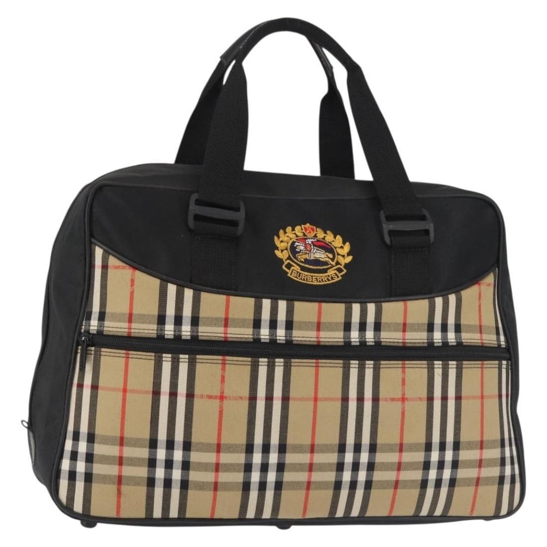 Burberrys Nova Check Beige Canvas Boston Bag Auth 141960: Burberrys Nova Check Beige Canvas Boston Bag Auth 141960 This Burberrys Nova Check Boston Bag is a stylish and functional accessory crafted from durable canvas in a classic beige color. Measuring appr