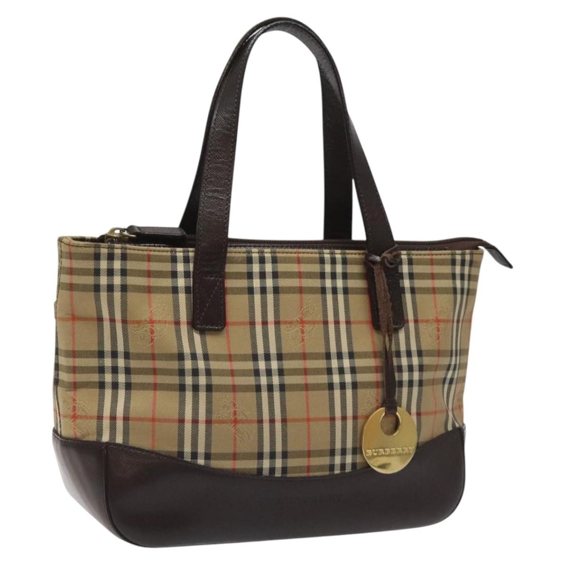 Burberry Nova Check Canvas Hand Bag Beige Brown Gold Auth: Burberry Nova Check Canvas Hand Bag Beige Brown Gold Auth This authentic BURBERRY Nova Check Hand Bag showcases a stylish blend of beige, brown, and gold canvas, offering both elegance and functionali