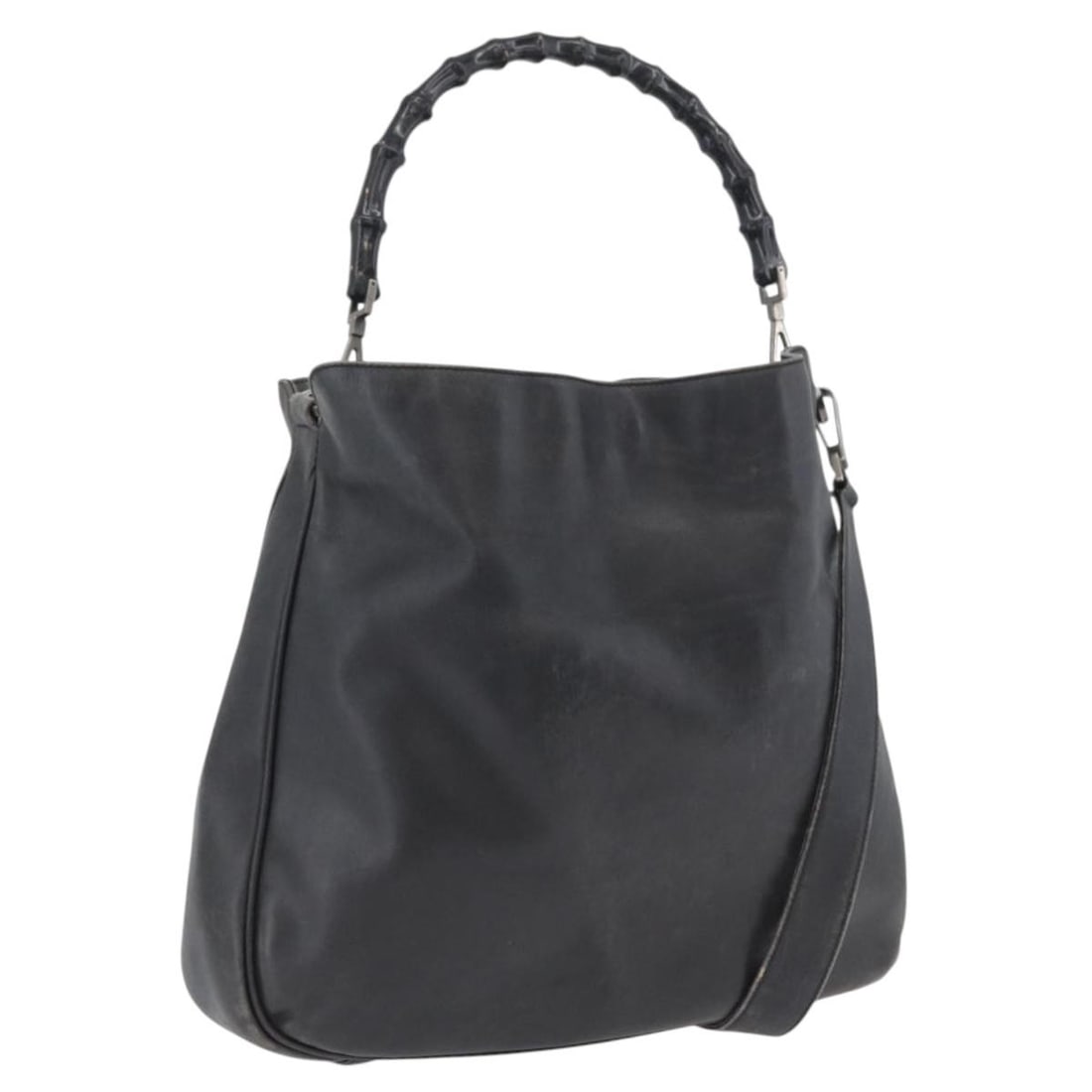 Gucci Black Leather Bamboo 2way Shoulder Bag with Strap 001 1577 3754 (1 of 18)
