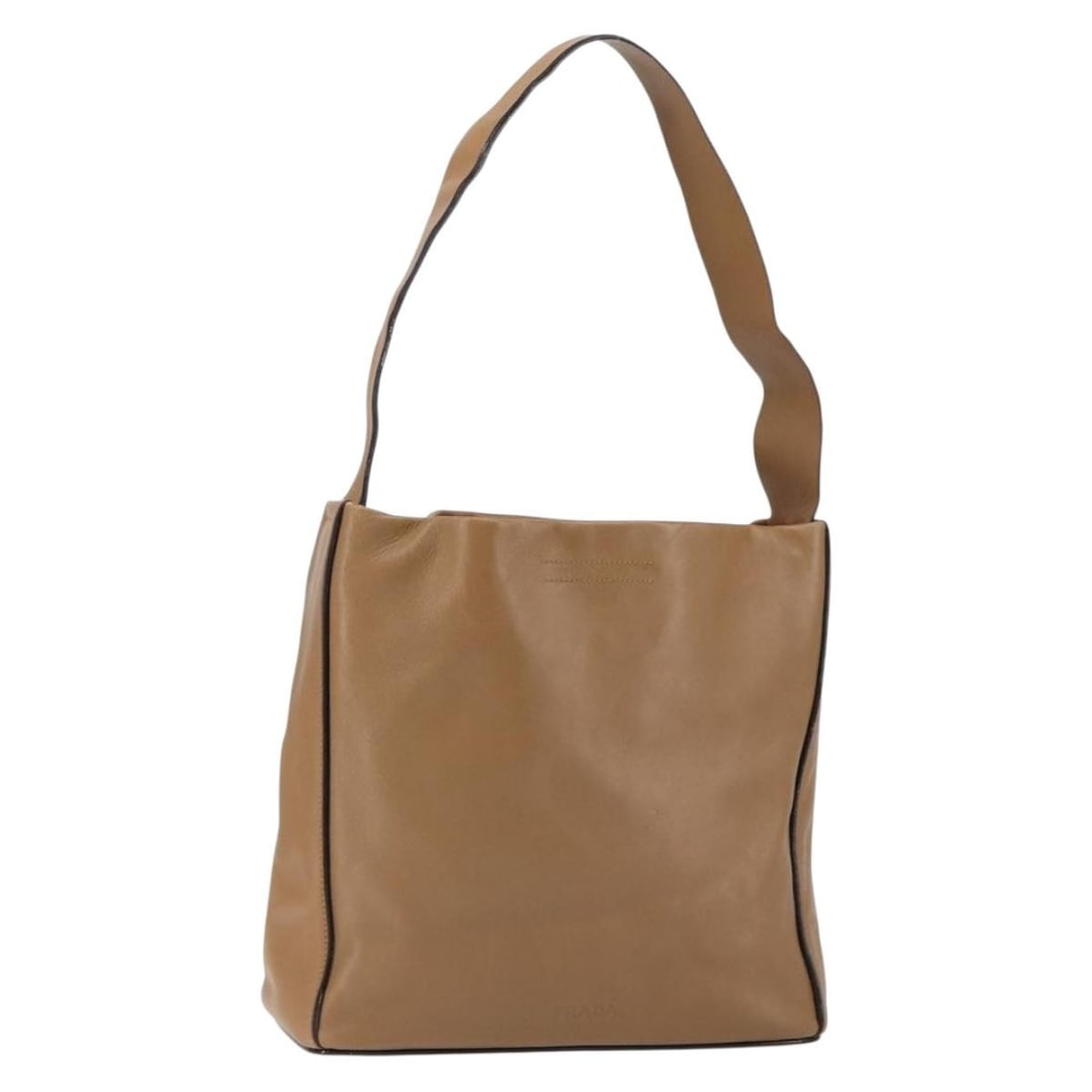 PRADA Brown Leather Shoulder Bag Silver Auth 146861 Italy: PRADA Brown Leather Shoulder Bag Silver Auth 146861 Italy This PRADA shoulder bag is crafted from high-quality leather in a stylish brown and silver color combination. Measuring approximately 11.0 inc