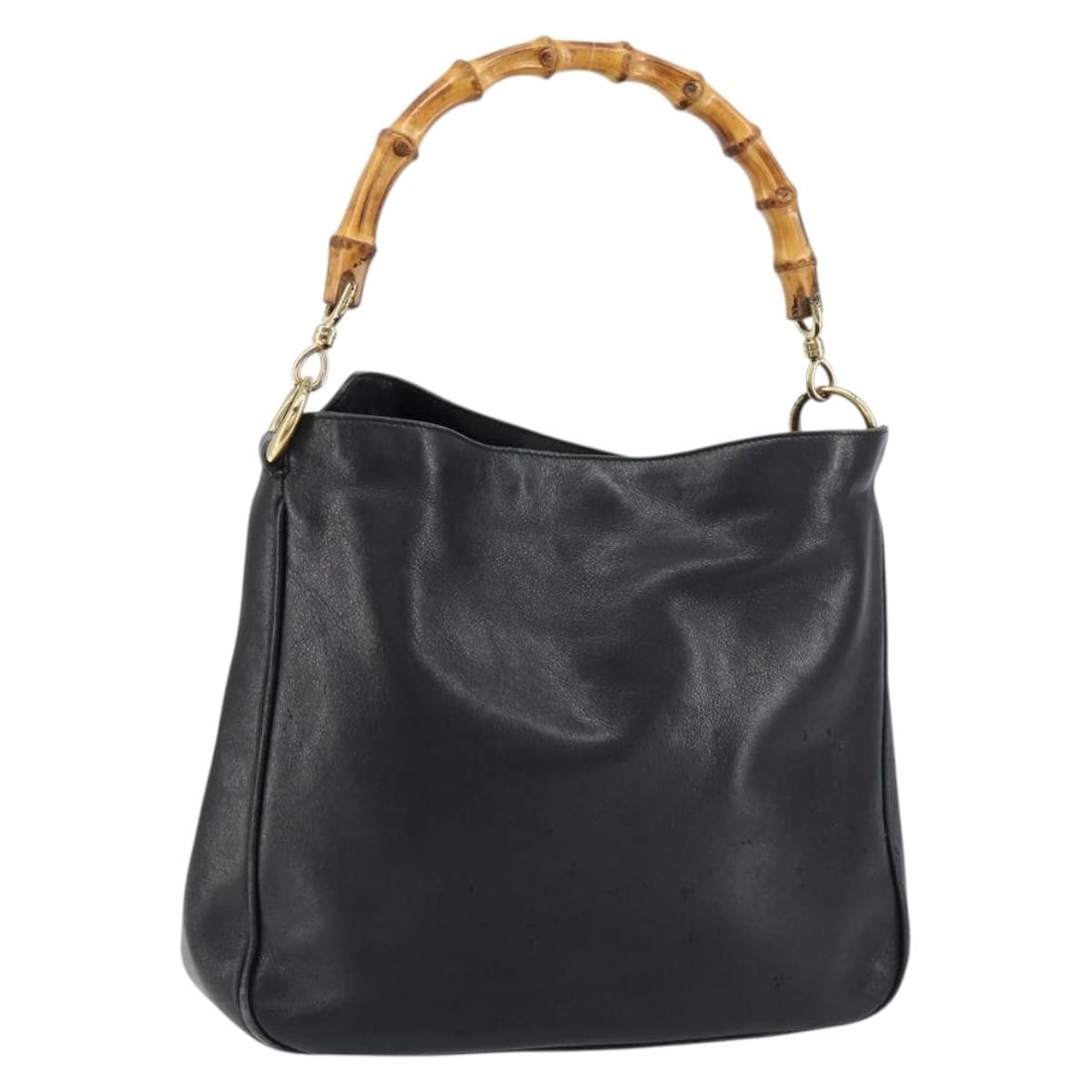 GUCCI Bamboo Hand Bag Leather Black Gold 001 0166 1638 Auth: GUCCI Bamboo Hand Bag Leather Black Gold 001 0166 1638 Auth Introducing the GUCCI Bamboo Hand Bag, a sophisticated accessory crafted in Italy. This stylish hand bag showcases a luxurious black leather