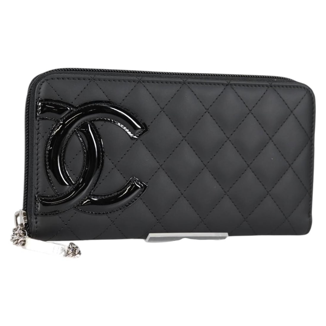 CHANEL Cambon Long Wallet Black Leather with CC Logo Auth AC3874M (1 of 18)