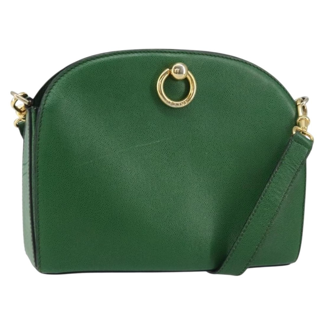 CELINE Green Gold Leather Shoulder Bag Italy Auth 156882: CELINE Green Gold Leather Shoulder Bag Italy Auth 156882 This authentic CELINE shoulder bag is a stylish accessory crafted from high-quality leather in a striking green and gold color combination. Des