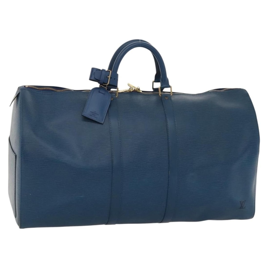 LOUIS VUITTON Epi Keepall 55 Boston Bag Toledo Blue M42955 Auth: LOUIS VUITTON Epi Keepall 55 Boston Bag Toledo Blue M42955 Auth This authentic LOUIS VUITTON Epi Keepall 55 Boston Bag in a striking Toledo Blue is a stylish and functional travel accessory. Crafted f