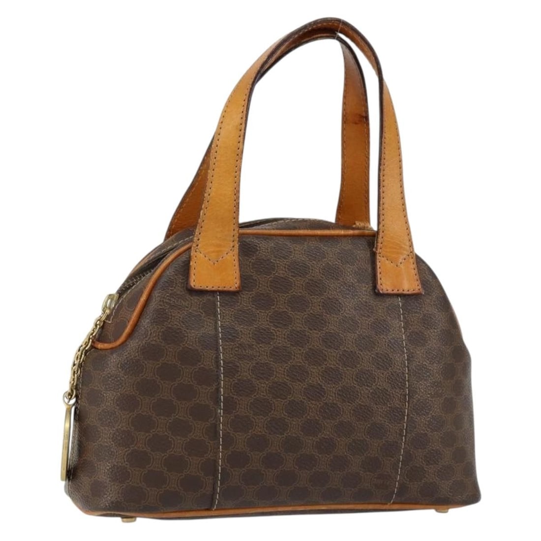 CELINE Macadam Canvas Hand Bag Brown Gold PVC Leather Italy Auth (1 of 18)