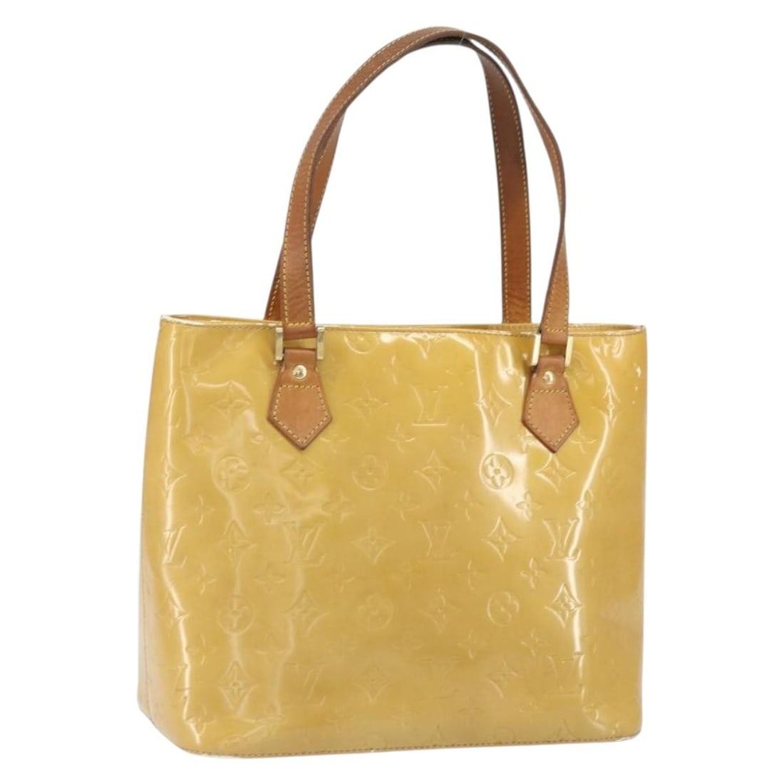 Louis Vuitton Houston Monogram Vernis Beige Patent Leather Handbag M91004: Louis Vuitton Houston Monogram Vernis Beige Patent Leather Handbag M91004 This is a Louis Vuitton Monogram Vernis Houston handbag in beige patent leather. The bag features a spacious interior and is c