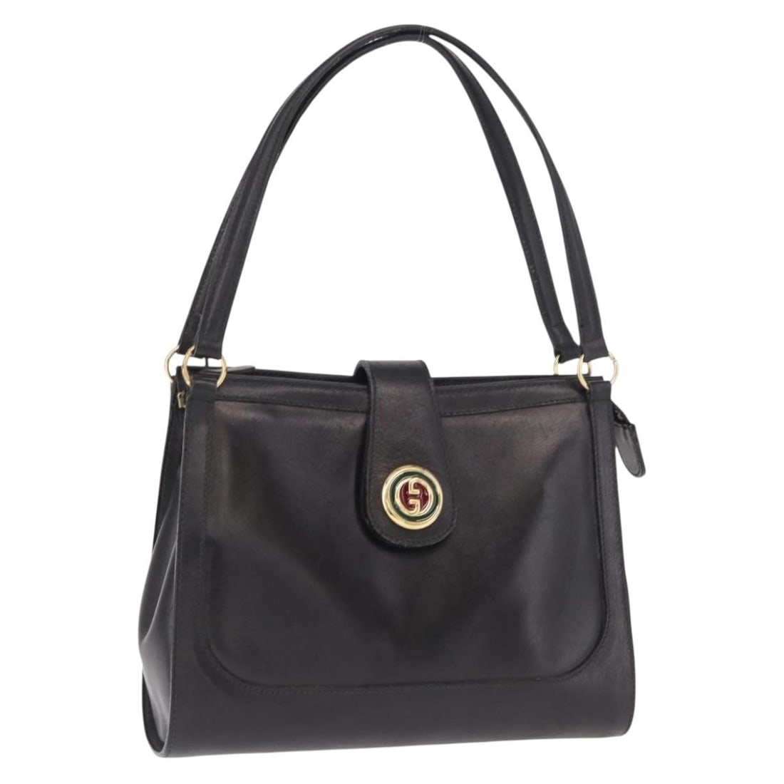 Leather black gold tote from Gucci Italy: Leather black gold tote from Gucci Italy This is a GUCCI tote bag crafted from black leather with gold accents. Made in Italy, the bag features a structured silhouette with dual handles and a spacious