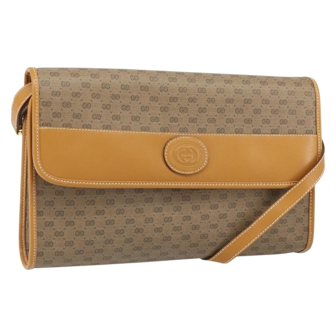 Beige Micro GG Supreme 004 58 0264 Shoulder Bag by Gucci PVC Leather: Beige Micro GG Supreme 004 58 0264 Shoulder Bag by Gucci PVC Leather This GUCCI Micro GG Supreme shoulder bag features a beige and gold PVC leather exterior with micro small GG canvas detailing. It in