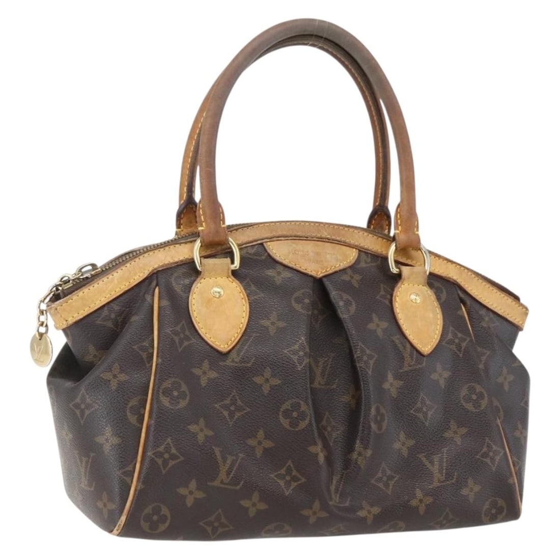 Louis Vuitton Tivoli PM Monogram Canvas Handbag M40143 France: Louis Vuitton Tivoli PM Monogram Canvas Handbag M40143 France This Louis Vuitton Tivoli PM hand bag features the iconic Monogram canvas and was crafted in France. The bag is designed with a structured