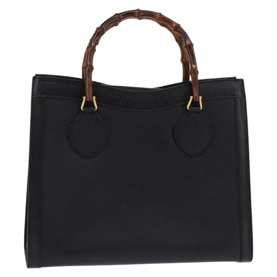GUCCI Bamboo Hand Bag Leather Black Gold 002 1095 0260 Authentic (1 of 18)