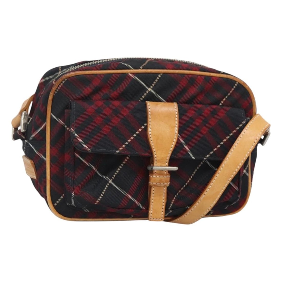 BURBERRY Blue Label Nova Check Red Navy Canvas Shoulder Bag: BURBERRY Blue Label Nova Check Red Navy Canvas Shoulder Bag Elevate your accessory collection with this authentic BURBERRY Blue Label Nova Check Shoulder Bag, crafted from durable canvas. Featuring a