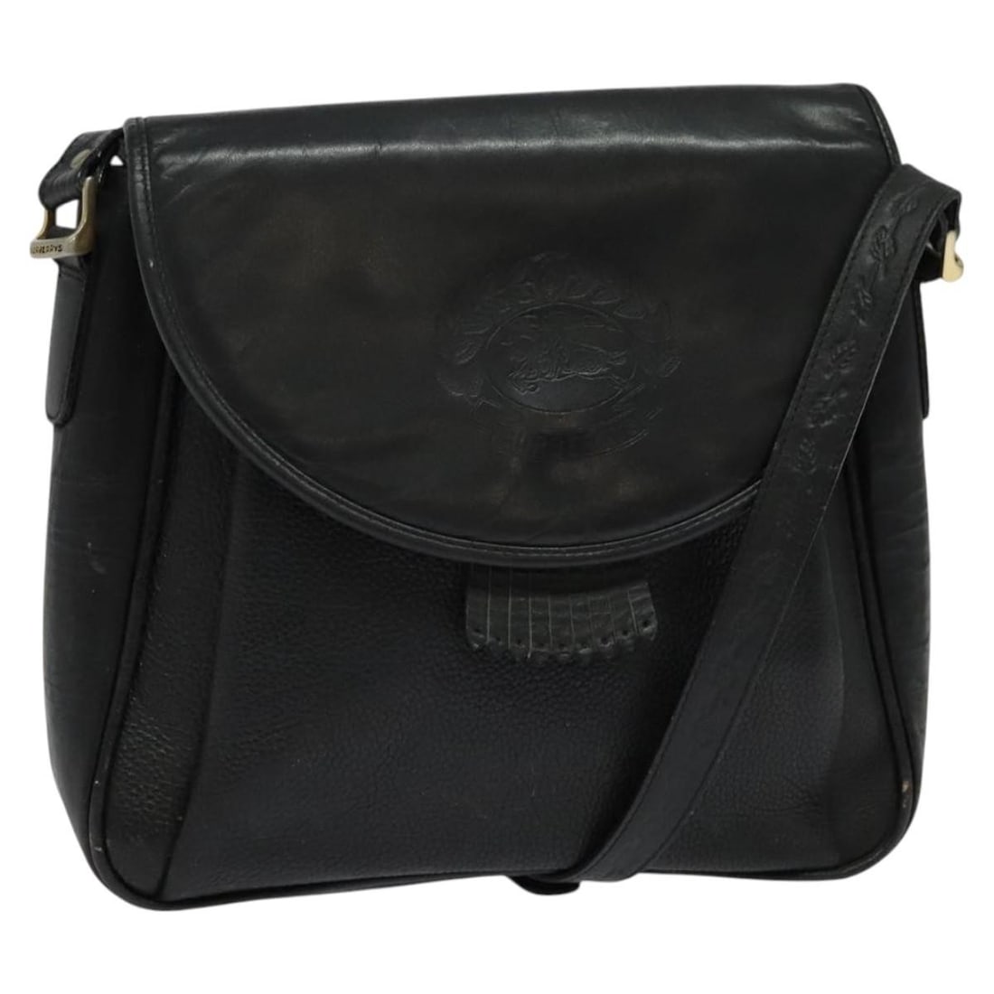 Burberrys Black Gold Leather Shoulder Bag with Adjustable Strap: Burberrys Black Gold Leather Shoulder Bag with Adjustable Strap This Burberrys shoulder bag combines elegance and functionality with its classic black leather exterior accented by gold details. The ba