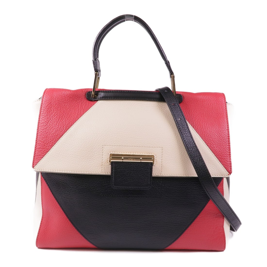 Furla 2 Way Shoulder Bag Calfskin Leather Beige Red Black (1 of 15)