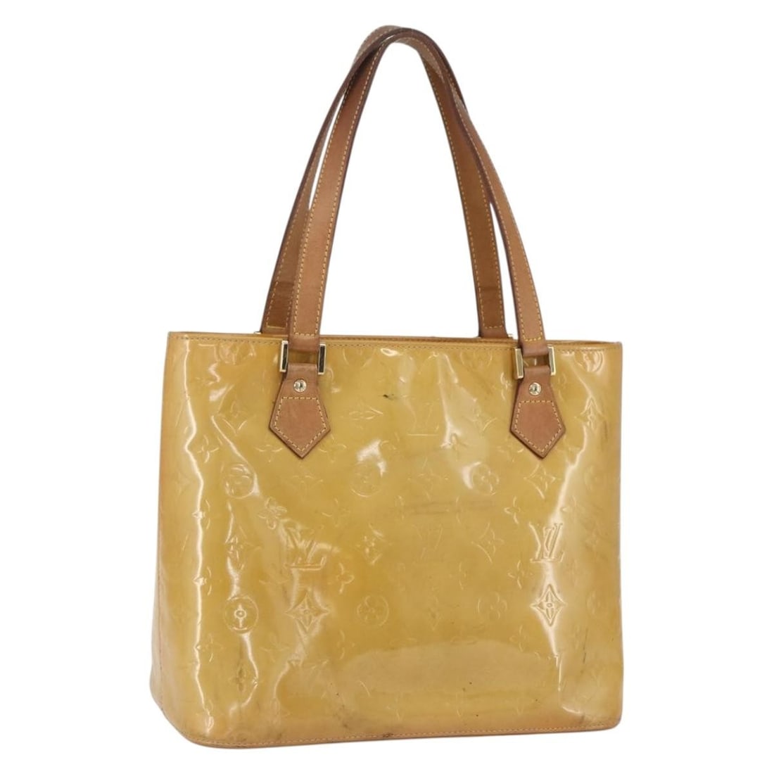Louis Vuitton Houston Monogram Vernis Patent Leather Beige Handbag M91004 France: Louis Vuitton Houston Monogram Vernis Patent Leather Beige Handbag M91004 France This is a Louis Vuitton Monogram Vernis Houston handbag crafted from beige patent leather. The bag features a structure
