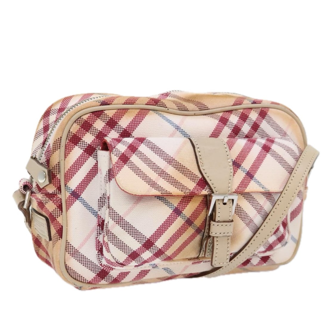 BURBERRY Nova Check White Red Canvas Shoulder Bag Made in Japan (1 of 18)