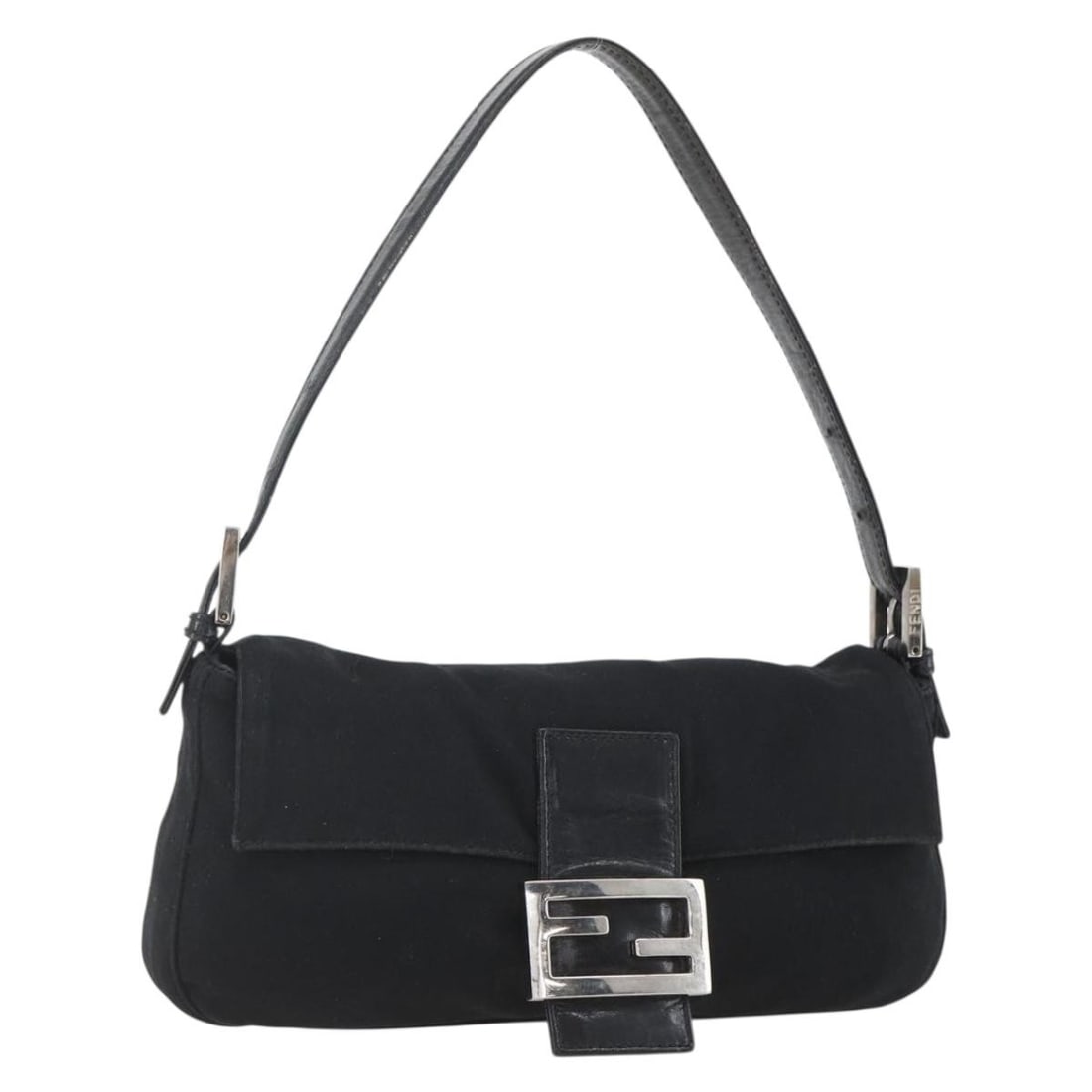 FENDI Mamma Bucket Shoulder Bag Nylon Brown Black Silver Auth (1 of 18)