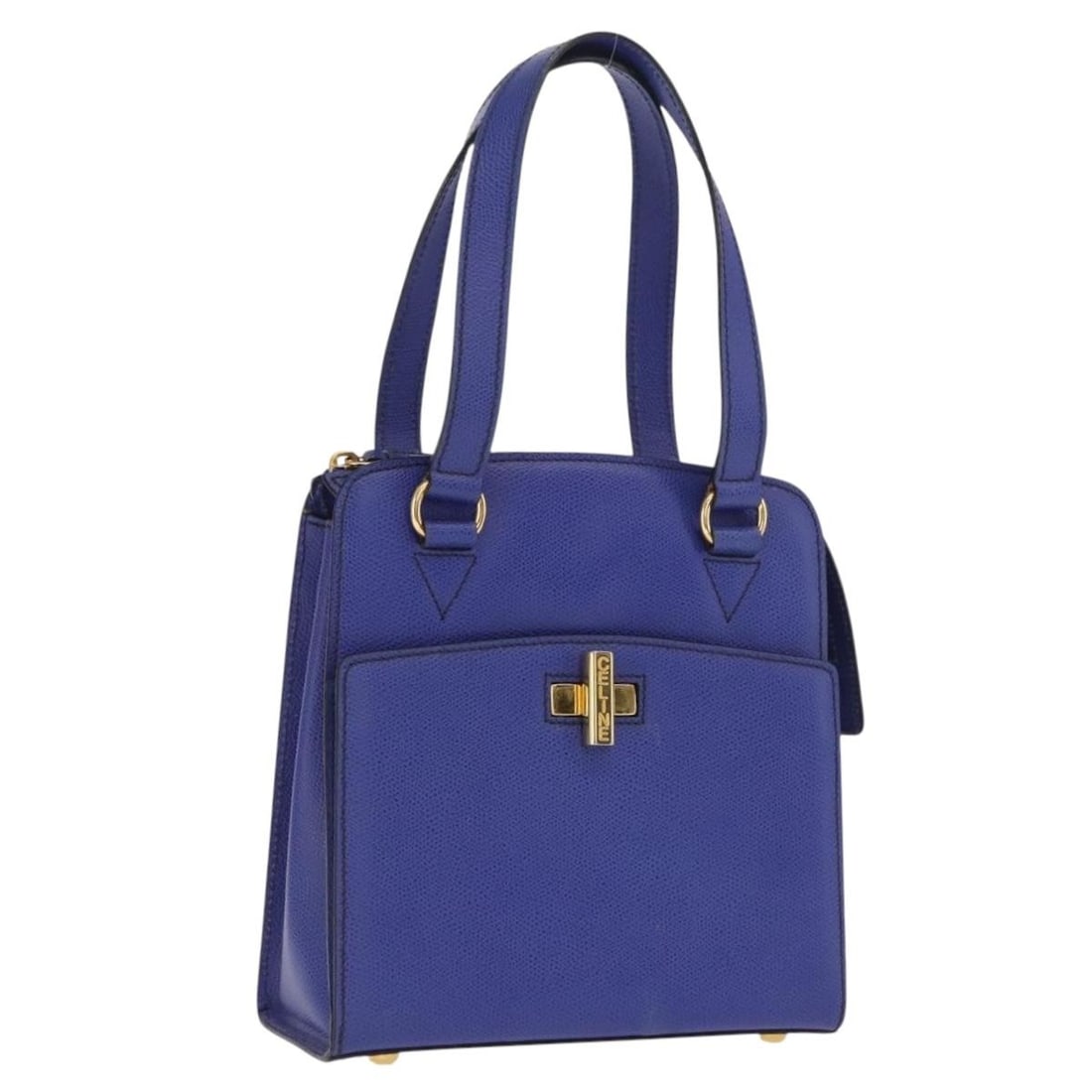 CELINE Purple Leather Circle Handbag with Gold Tone Hardware: CELINE Purple Leather Circle Handbag with Gold Tone Hardware This authentic CELINE circle hand bag features a purple leather exterior with gold-tone hardware. The handbag measures approximately 7.9 in