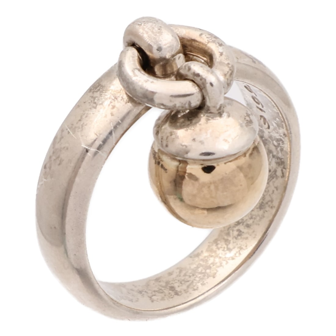 Tiffany and Co Sterling Silver 18K Gold Ball Dangle Ring Size US 6 (1 of 10)