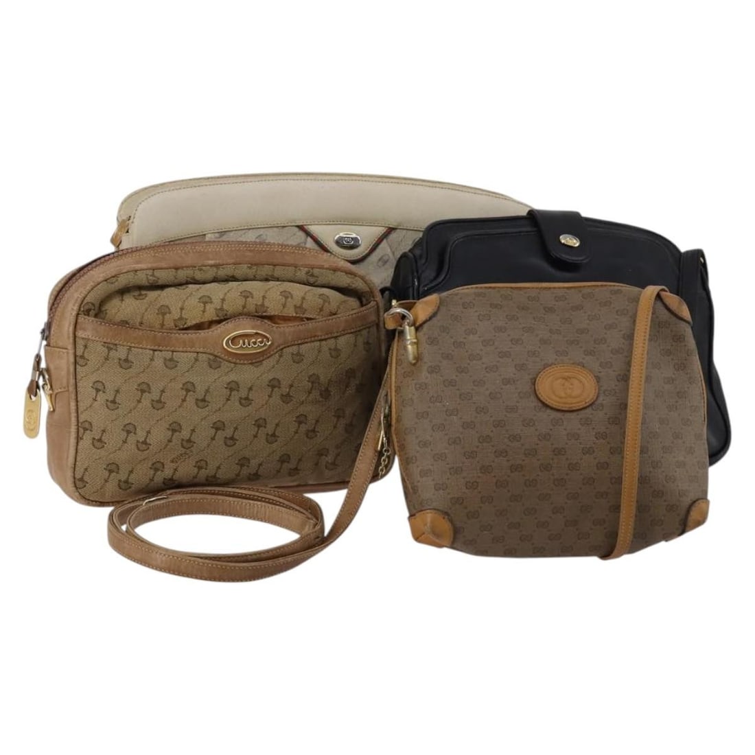 GUCCI Micro GG Supreme Shoulder Bag Black Beige Canvas Auth (1 of 18)