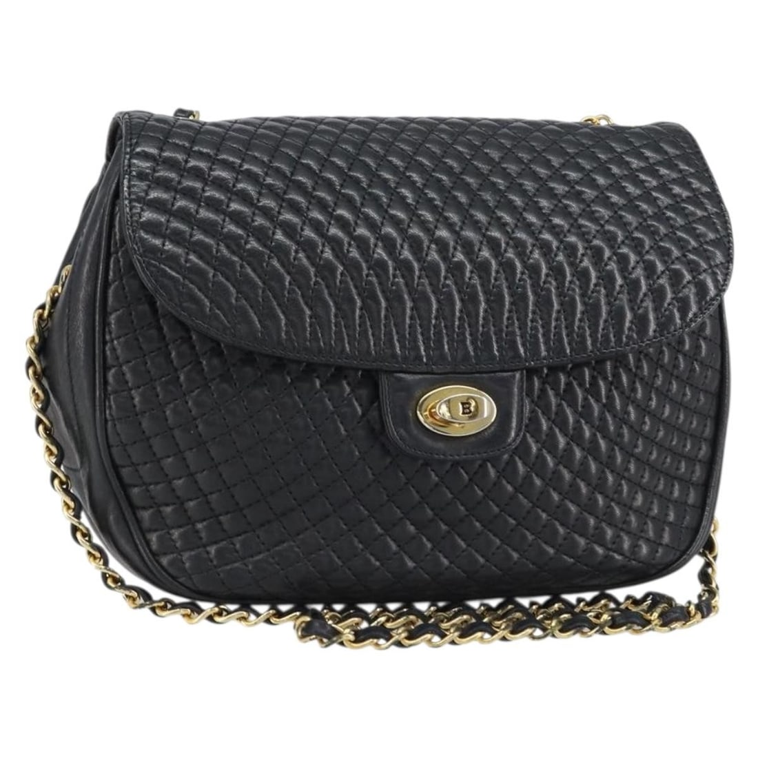 BALLY Black Gold Leather Shoulder Bag Authentic Italy (1 of 18)