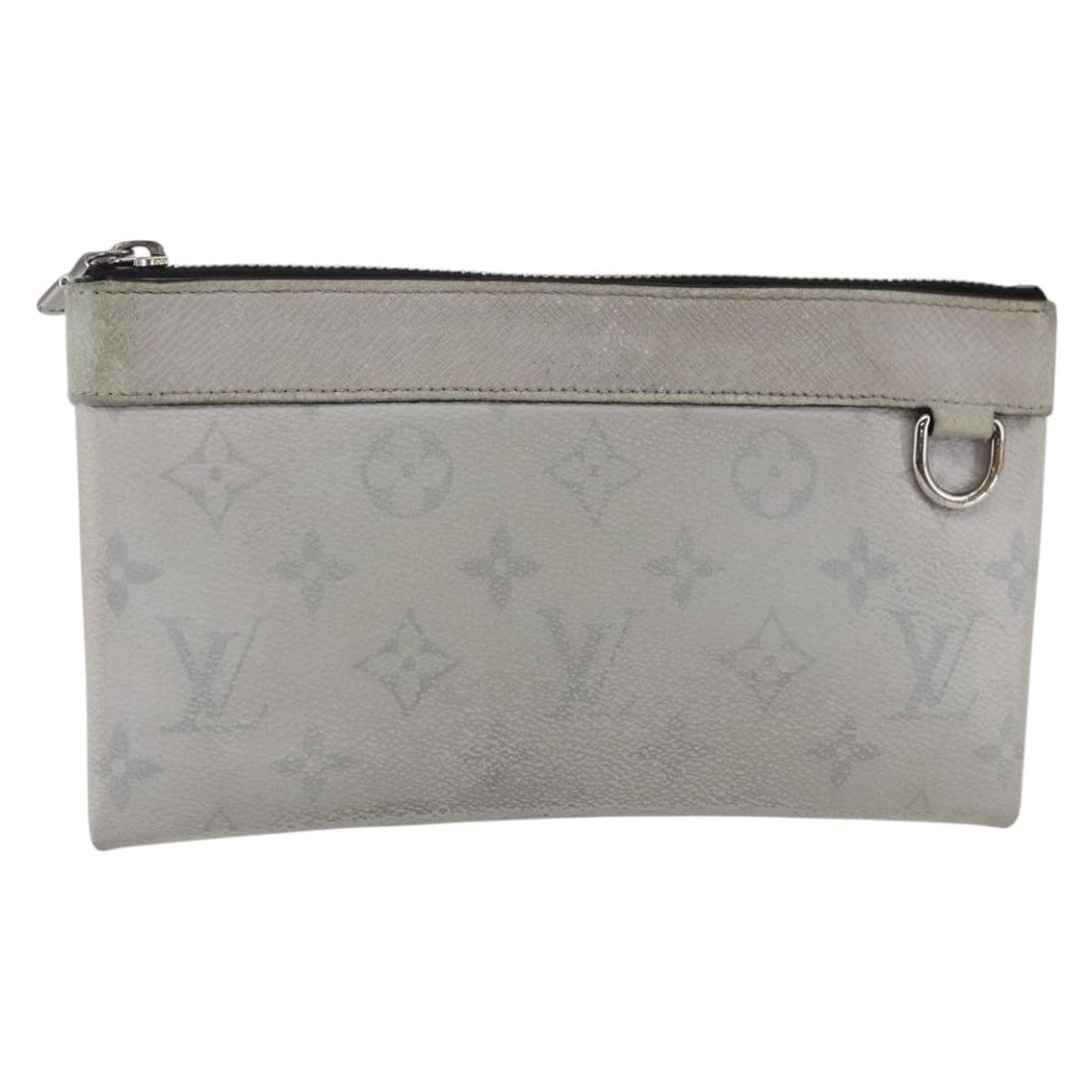 LOUIS VUITTON Taigarama Pochette Discovery PM Gray Clutch Bag M30279 Auth: LOUIS VUITTON Taigarama Pochette Discovery PM Gray Clutch Bag M30279 Auth This LOUIS VUITTON Monogram Taigarama Pochette Discovery PM is a stylish clutch bag crafted from premium Taiga leather in an e