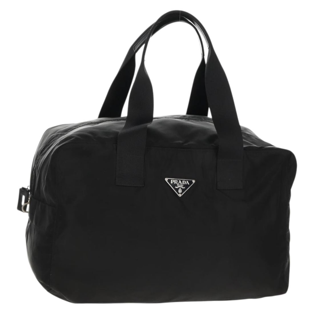 Prada Black Nylon Boston Bag with Silver Details Made in Italy (1 of 18)