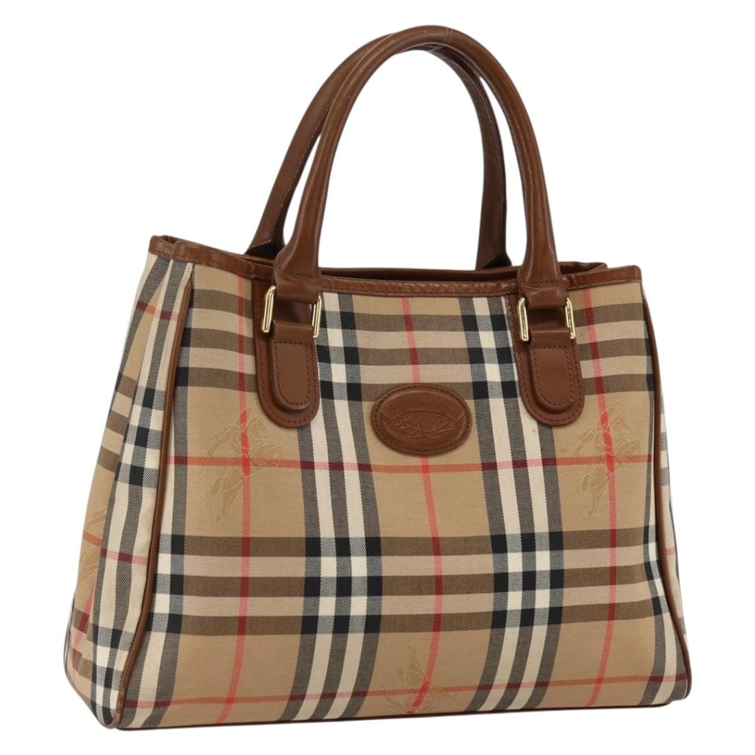 Burberrys Nova Check Canvas Beige and Gold Handbag from Italy: Burberrys Nova Check Canvas Beige and Gold Handbag from Italy This Burberrys hand bag features the signature Nova Check design in beige and gold canvas. Designed for everyday use, it includes dual han