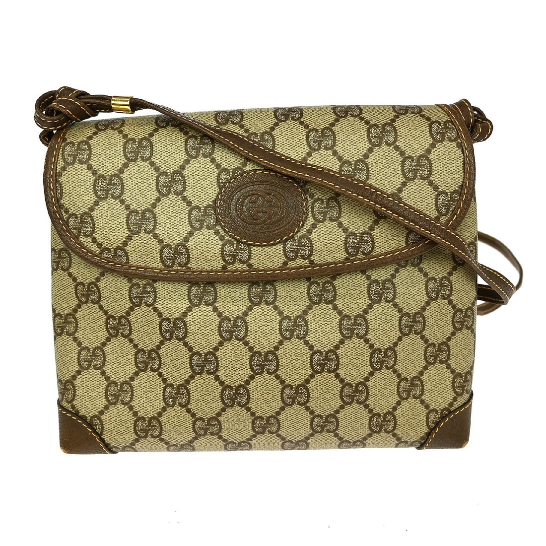 Vintage Gucci GG Medium Beige Shoulder Bag Leather PVC 007.56.0087: Vintage Gucci GG Medium Beige Shoulder Bag Leather PVC 007.56.0087 This is a vintage Gucci GG medium shoulder bag featuring a beige GG pattern. The bag is crafted with a combination of leather and PVC