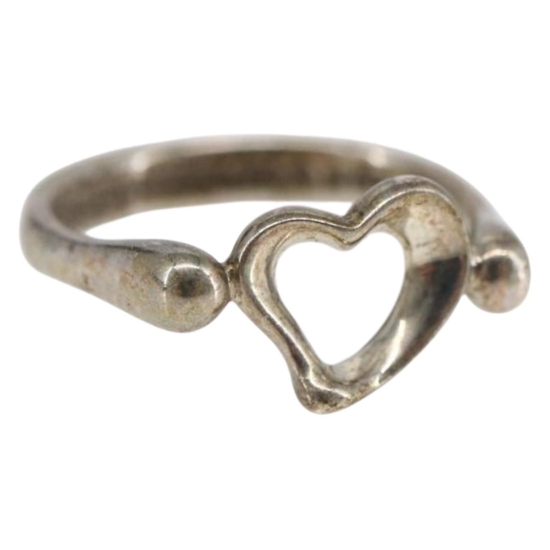 Tiffany & Co. Open Heart Ring Ag925 Silver Made in Spain: Tiffany & Co. Open Heart Ring Ag925 Silver Made in Spain Introducing the TIFFANY&Co. Open Heart Ring, crafted from high-quality Ag925 silver. This elegantly designed ring showcases the iconic open hea