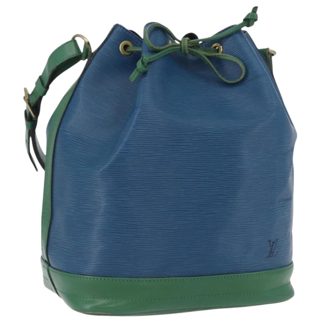 Louis Vuitton Noe Epi Leather Shoulder Bag Green Blue M44044: Louis Vuitton Noe Epi Leather Shoulder Bag Green Blue M44044 This Louis Vuitton Epi Noe shoulder bag features a distinctive bicolor design in green and blue Epi leather. Made in France, it offers a sp