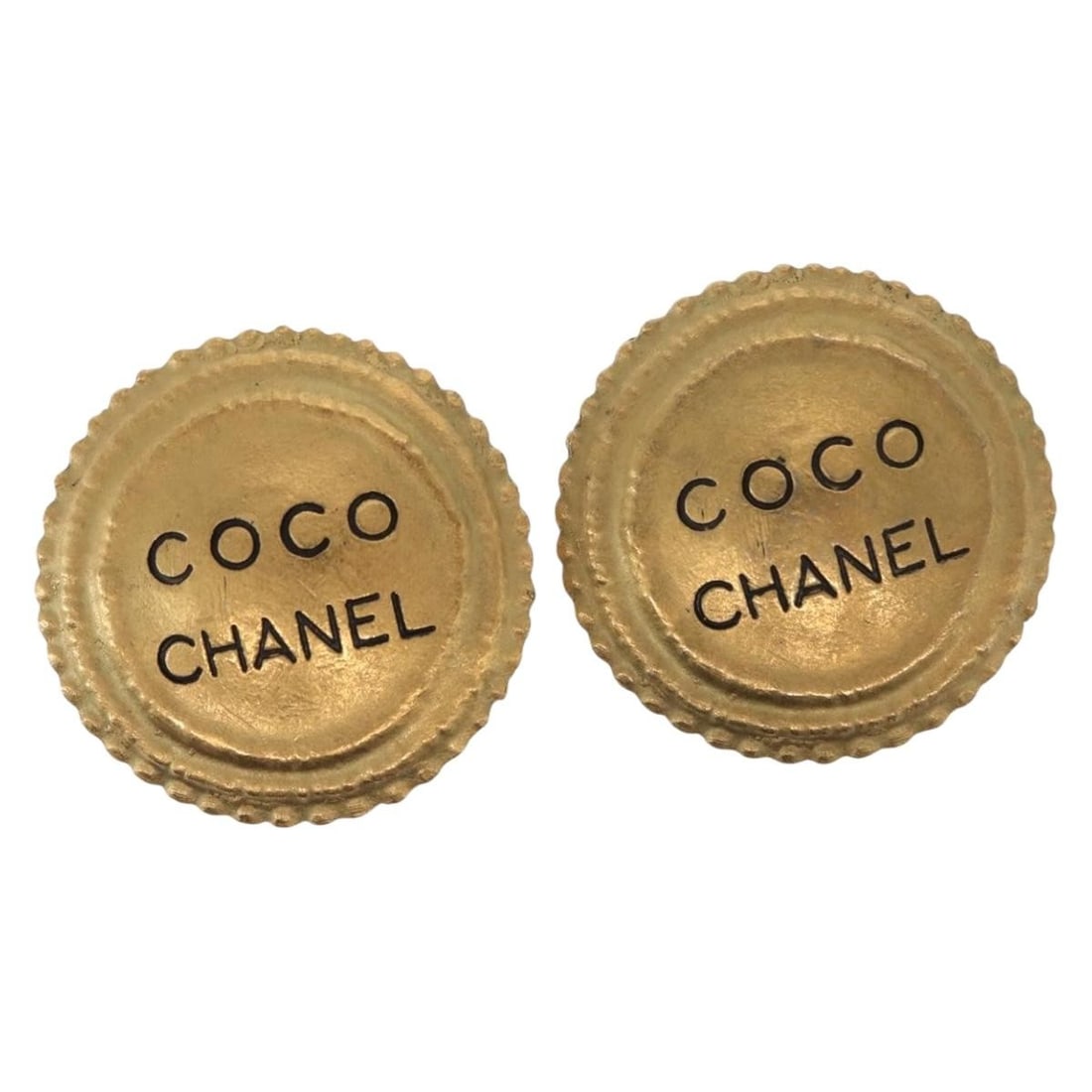 CHANEL Gold Tone Metal Earrings Authenticated France (1 of 9)