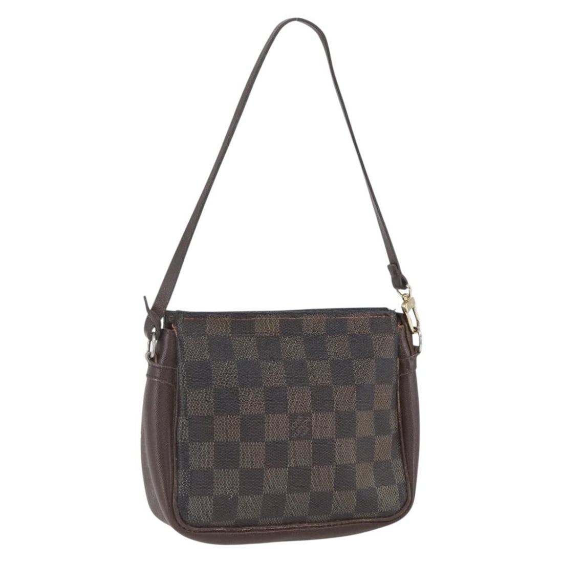 Damier Ebene Canvas Makeup Pouch N51982 by Louis Vuitton: Damier Ebene Canvas Makeup Pouch N51982 by Louis Vuitton This is a Louis Vuitton Damier Ebene Trousse makeup pouch, crafted from signature Damier Ebene canvas. The pouch features a rectangular silhoue