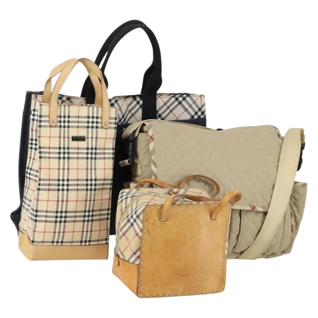 Set of 4 Burberrys Blue Label Handbags Nova Check Canvas Nylon (1 of 18)