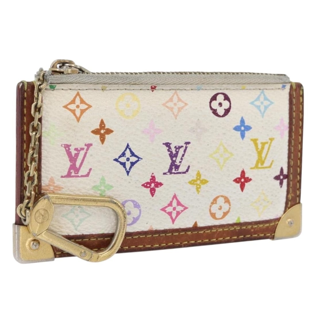 Louis Vuitton Multicolor Canvas Coin Purse Model M92655 White: Louis Vuitton Multicolor Canvas Coin Purse Model M92655 White This Louis Vuitton Multicolor Pochette Cles Coin Purse is crafted from monogram multicolor canvas with white as the primary color. It feat