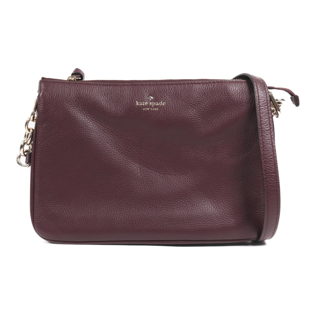 Kate Spade Purple Calfskin Leather Shoulder Bag GHW: Kate Spade Purple Calfskin Leather Shoulder Bag GHW Elevate your accessory collection with this stylish Kate Spade shoulder bag, crafted from luxurious calfskin leather in a vibrant purple hue. This b