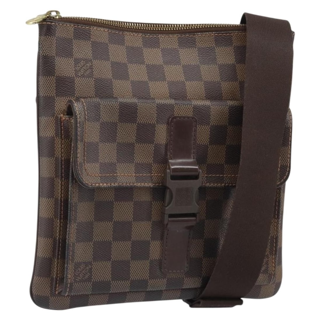 Louis Vuitton Damier Ebene Pochette Merwiel Canvas Shoulder Bag N51127: Louis Vuitton Damier Ebene Pochette Merwiel Canvas Shoulder Bag N51127 This is a Louis Vuitton Damier Ebene Pochette Merwiel shoulder bag, crafted from signature Damier Ebene canvas. The bag features