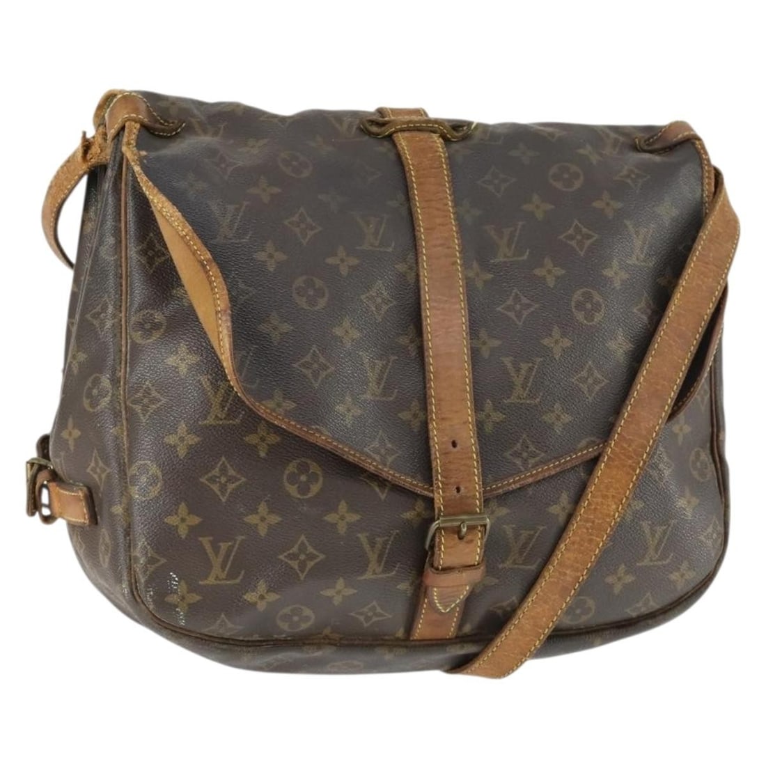 Louis Vuitton Saumur 35 Monogram Canvas Shoulder Bag M42254 France: Louis Vuitton Saumur 35 Monogram Canvas Shoulder Bag M42254 France This Louis Vuitton Saumur 35 shoulder bag features the iconic monogram canvas exterior and adjustable shoulder strap. The bag is craf