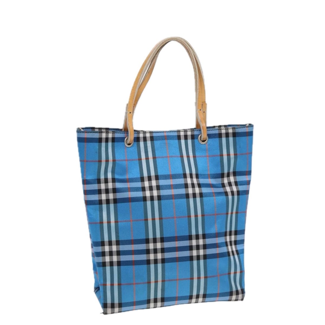 BURBERRY Nova Check Nylon Tote Bag Blue Silver Authentic (1 of 18)
